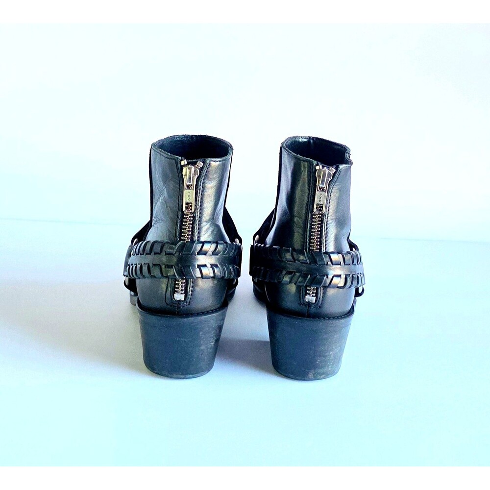 BRUSQUE Women's Black Leather Ankle Boots Pointed Toe Sz 35 7.5 Heeled Booties - Picture 7 of 14